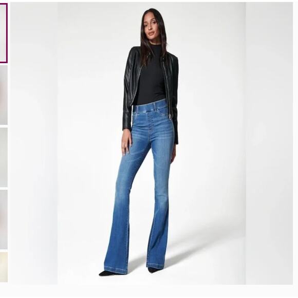 SPANX Women’s Vintage Indigo Flare Blue Pull On Jeans Size Small - Picture 1 of 9